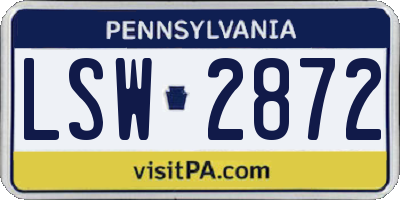 PA license plate LSW2872