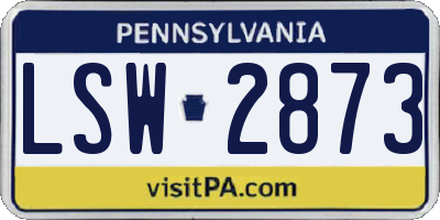 PA license plate LSW2873