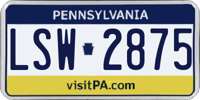 PA license plate LSW2875
