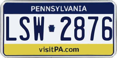 PA license plate LSW2876