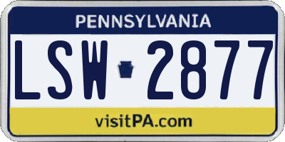 PA license plate LSW2877