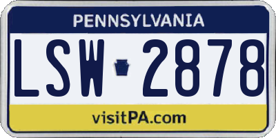 PA license plate LSW2878