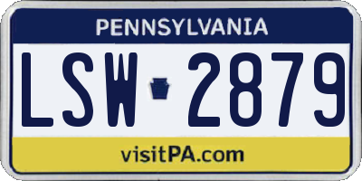 PA license plate LSW2879