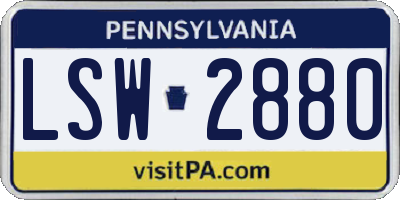 PA license plate LSW2880