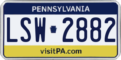 PA license plate LSW2882