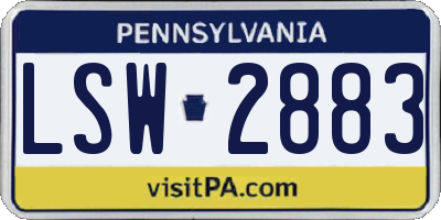 PA license plate LSW2883