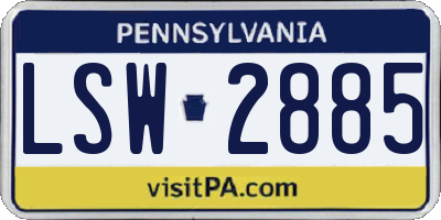 PA license plate LSW2885