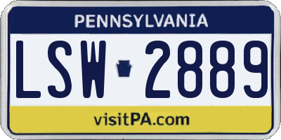 PA license plate LSW2889