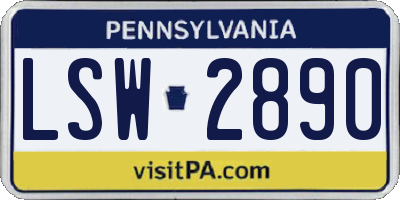 PA license plate LSW2890