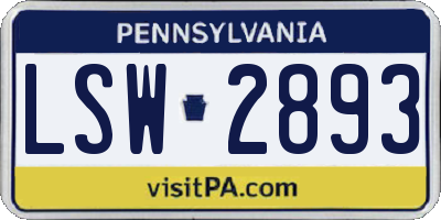 PA license plate LSW2893