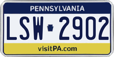 PA license plate LSW2902