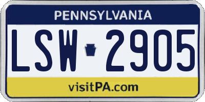 PA license plate LSW2905