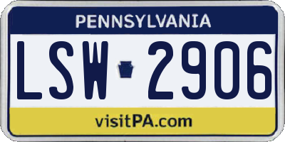 PA license plate LSW2906