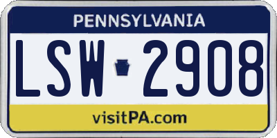 PA license plate LSW2908