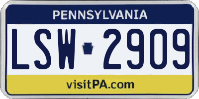 PA license plate LSW2909