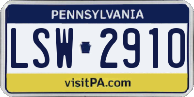 PA license plate LSW2910