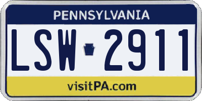 PA license plate LSW2911