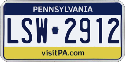 PA license plate LSW2912