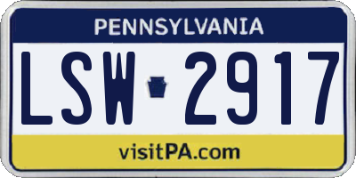 PA license plate LSW2917