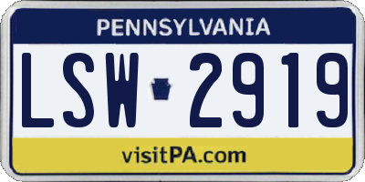 PA license plate LSW2919