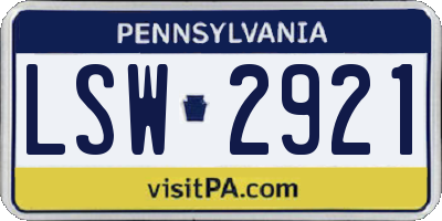 PA license plate LSW2921