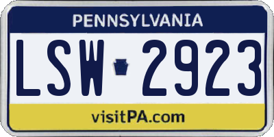 PA license plate LSW2923
