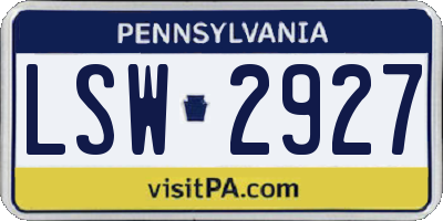 PA license plate LSW2927