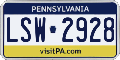 PA license plate LSW2928
