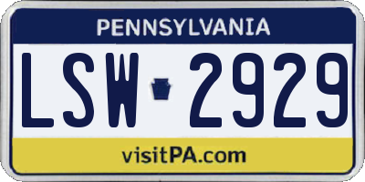 PA license plate LSW2929