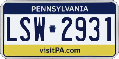 PA license plate LSW2931