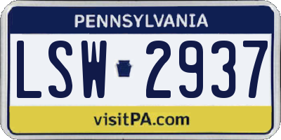 PA license plate LSW2937