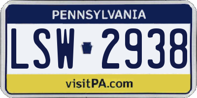 PA license plate LSW2938