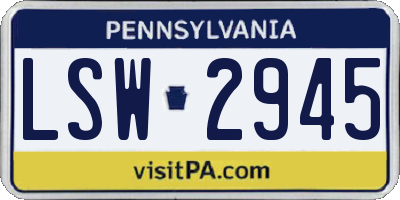 PA license plate LSW2945