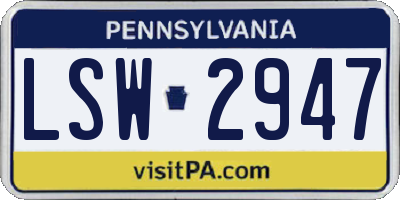 PA license plate LSW2947