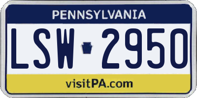PA license plate LSW2950