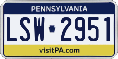 PA license plate LSW2951