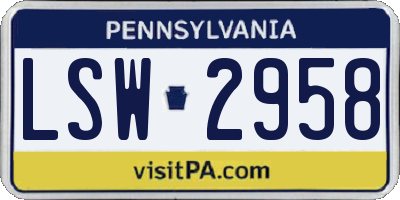 PA license plate LSW2958