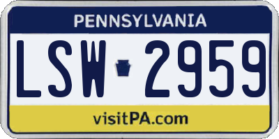PA license plate LSW2959