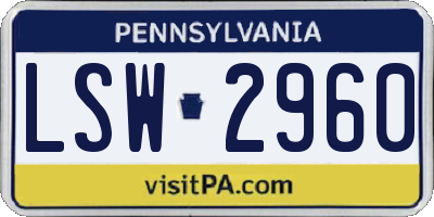 PA license plate LSW2960