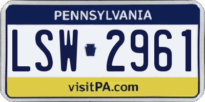 PA license plate LSW2961