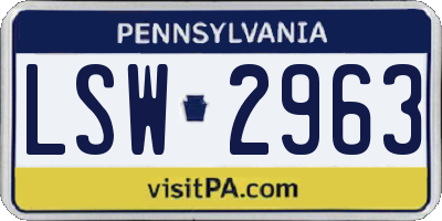 PA license plate LSW2963