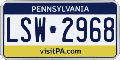 PA license plate LSW2968