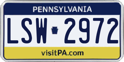 PA license plate LSW2972