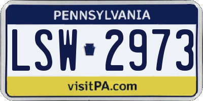 PA license plate LSW2973