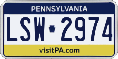 PA license plate LSW2974