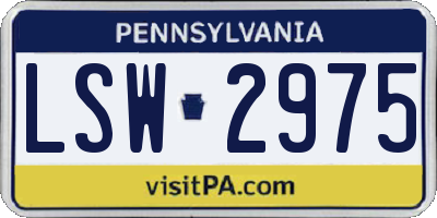 PA license plate LSW2975