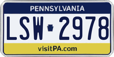 PA license plate LSW2978