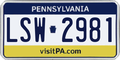 PA license plate LSW2981