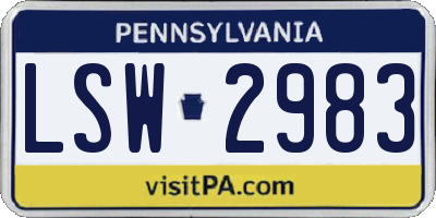 PA license plate LSW2983