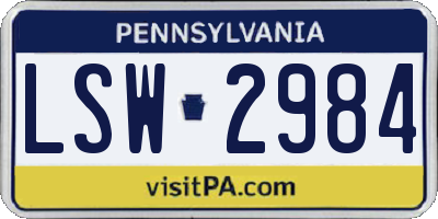 PA license plate LSW2984